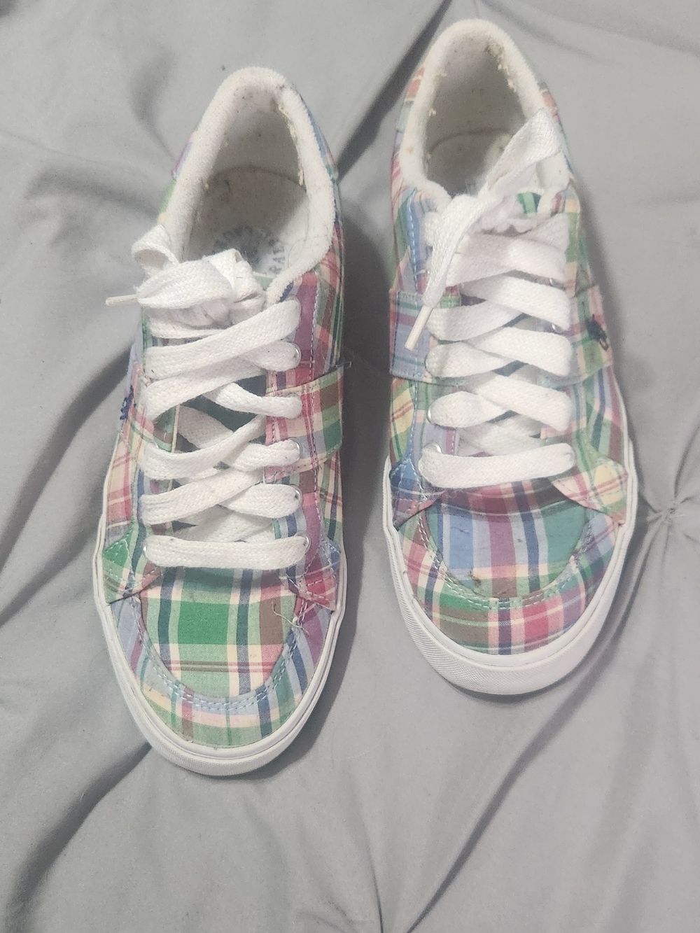 Womens Ralph Lauren Plaid Canvas Sneakers - Multi Color